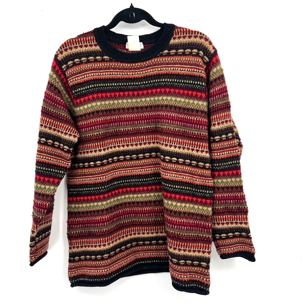 Vintage 80s 90s grandma sweater Grandpacore Cabincore Goblincore colorful knit L